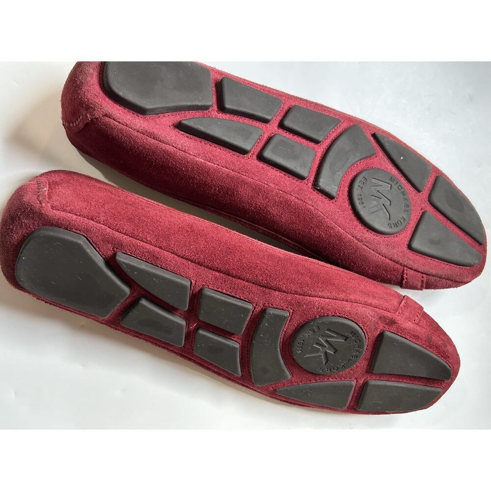 Michael Kors Fulton ballet flat Red gold MK logo suede leather Size 10 - Picture 4 of 6